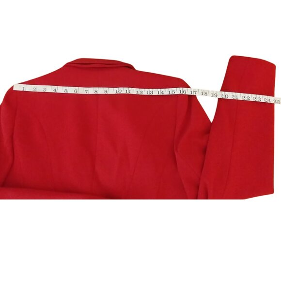 Macy's Bar III Women's Cardinal Red Crepe Button Closure Peplum Blazer Size 8 - Picture 9 of 10